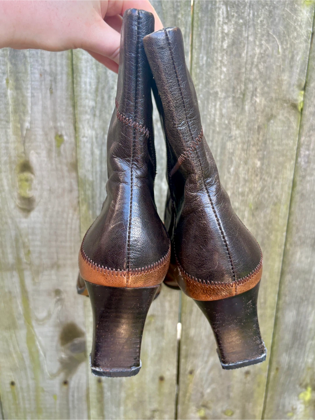 Dark Brown Patchwork Leather Ankle Boots - photo 4