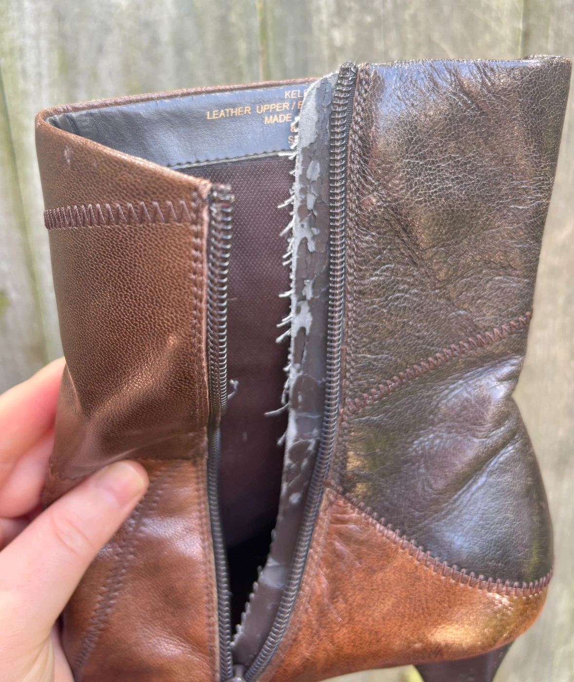 Dark Brown Patchwork Leather Ankle Boots - photo 5