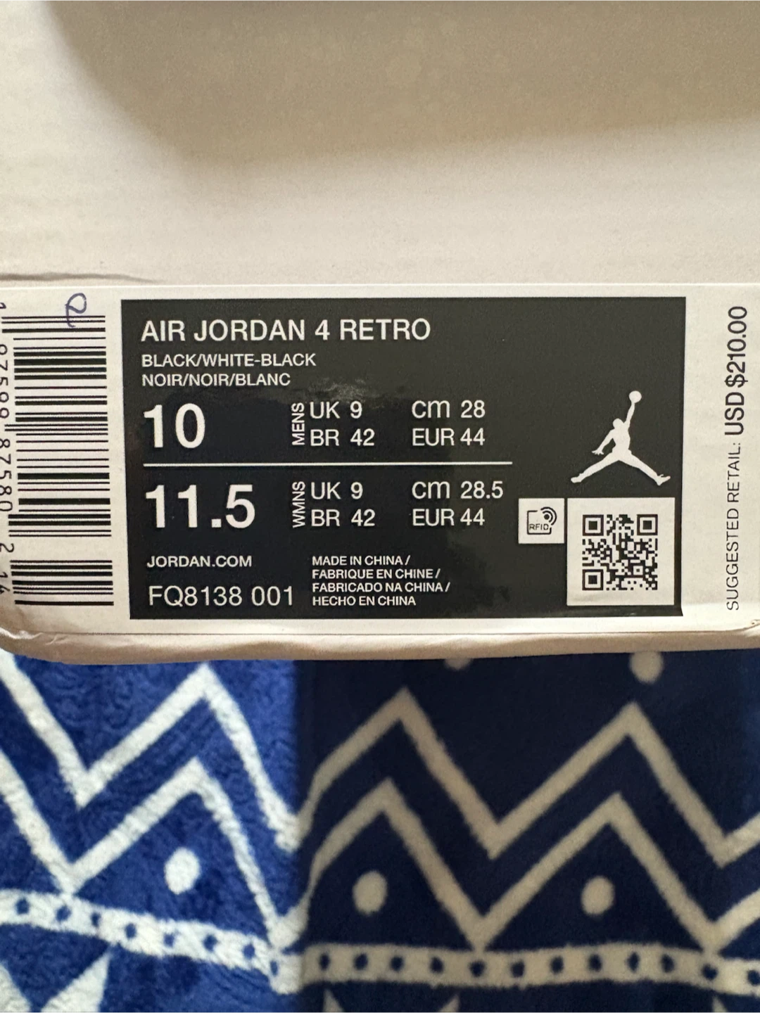 Air Jordan 4 Retro Black/White-Black Sneakers - photo 2