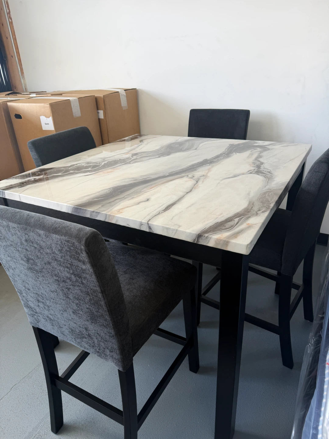 Marble Top Counter Height Table and 4 Chairs
