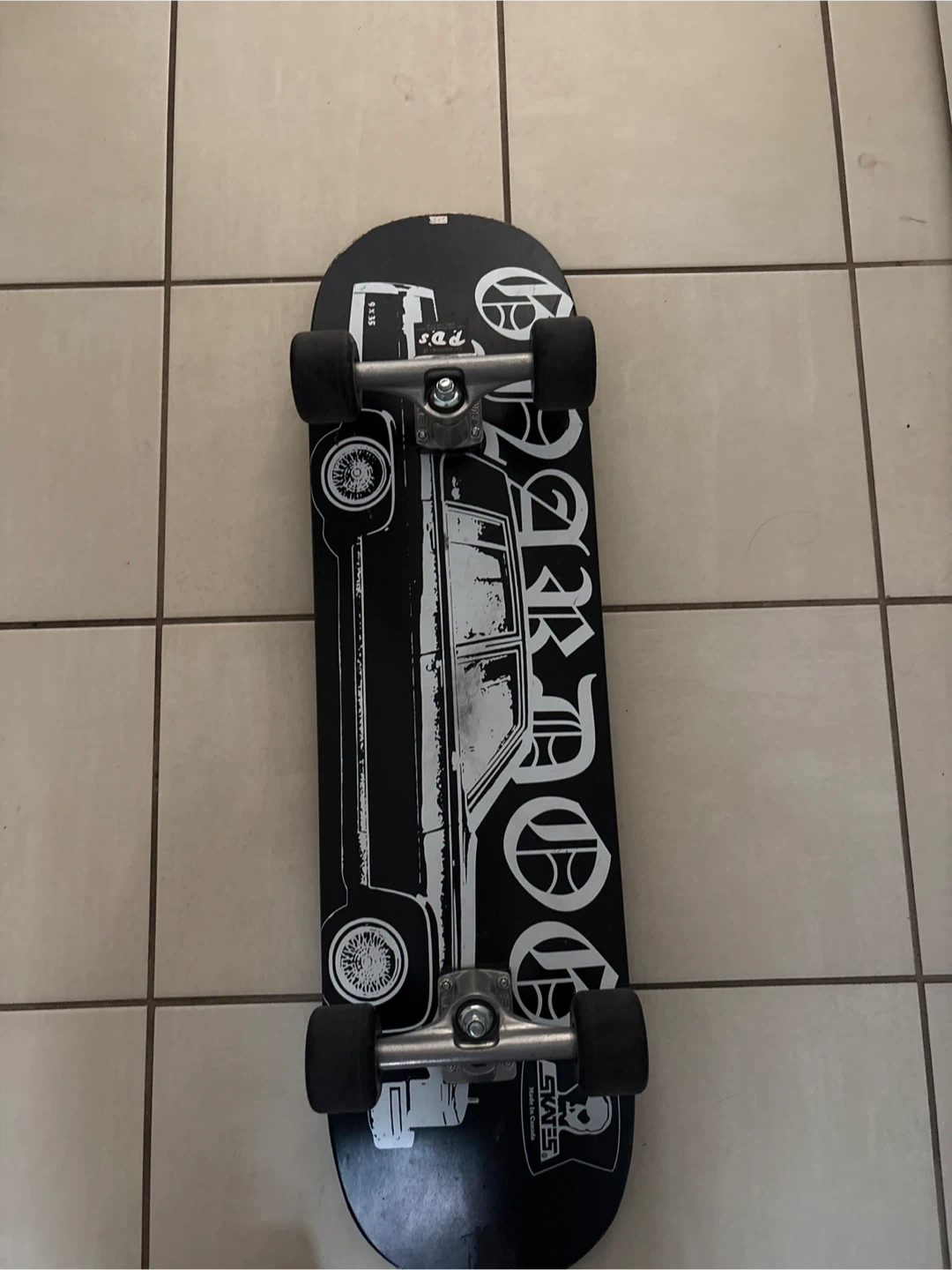 Skateboard with Car Graphic