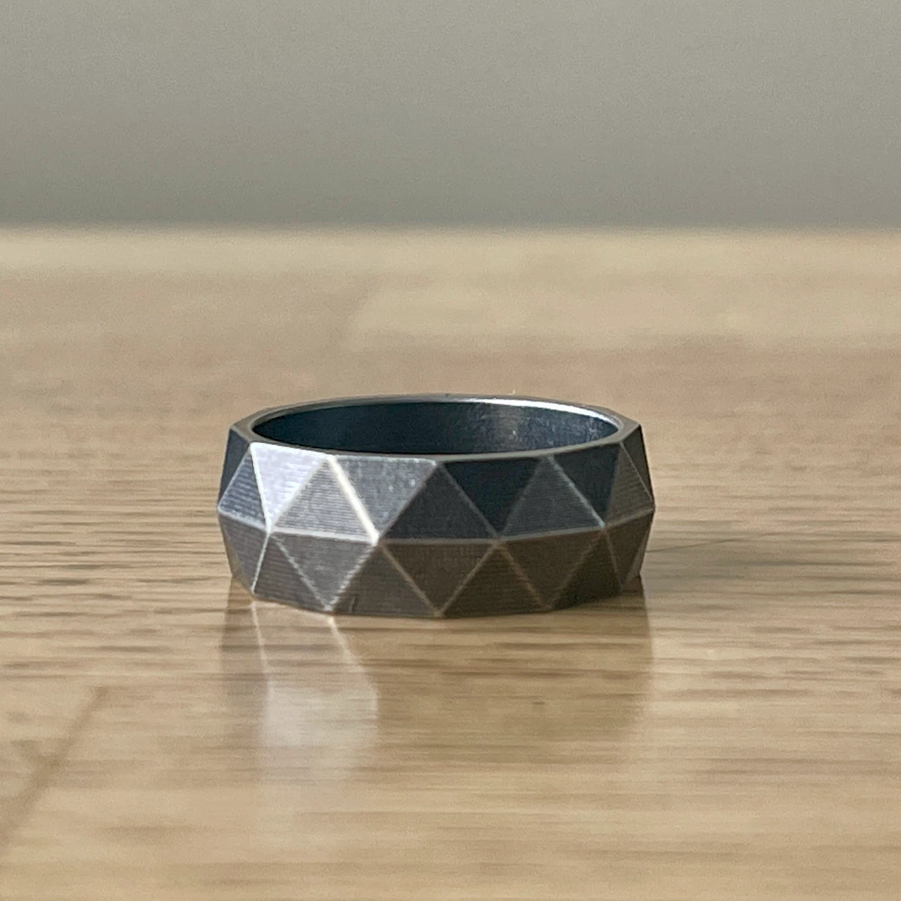Faceted Geometric Stainless Steel Ring (size 9)