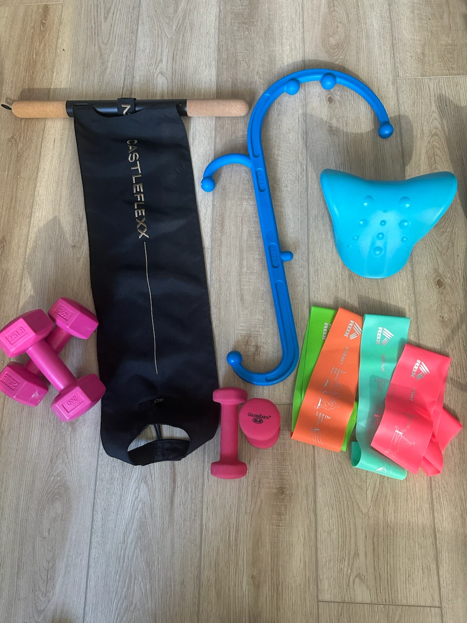Home Gym Fitness Set with Dumbbells and Resistance Bands