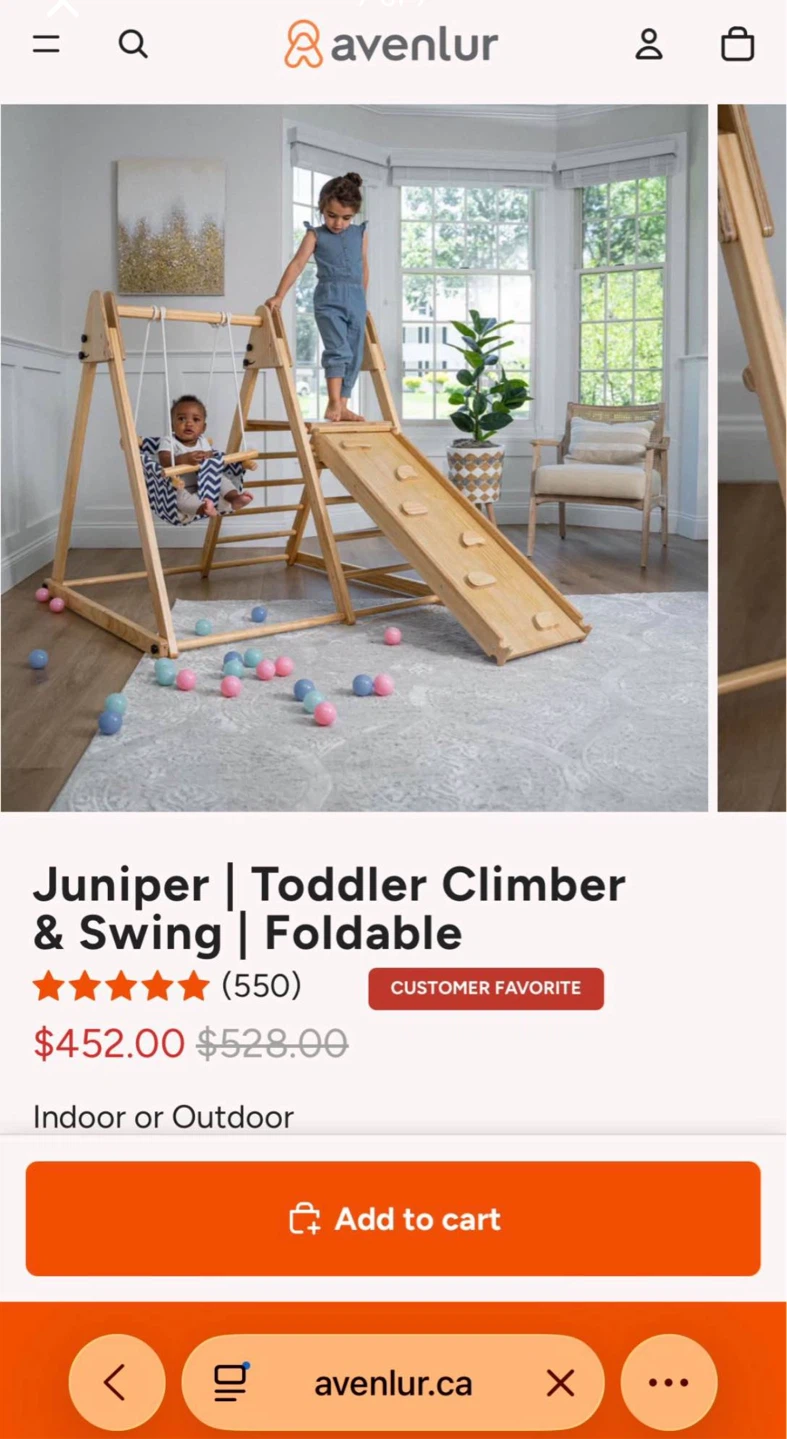 Avenlur Juniper Toddler Climber & Swing - Foldable - photo 2