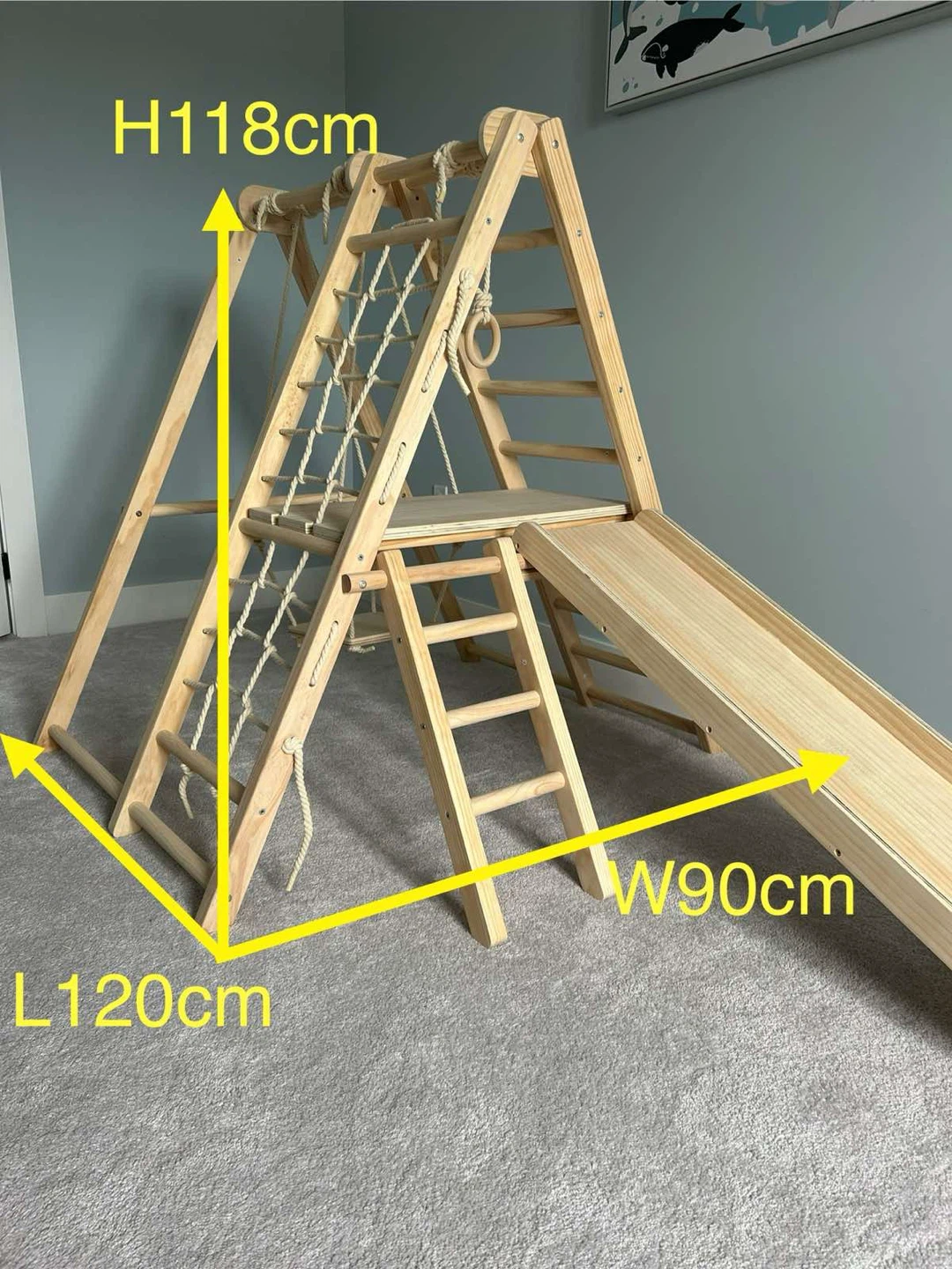 Wooden Pikler Triangle Climbing Toy with Slide - photo 3