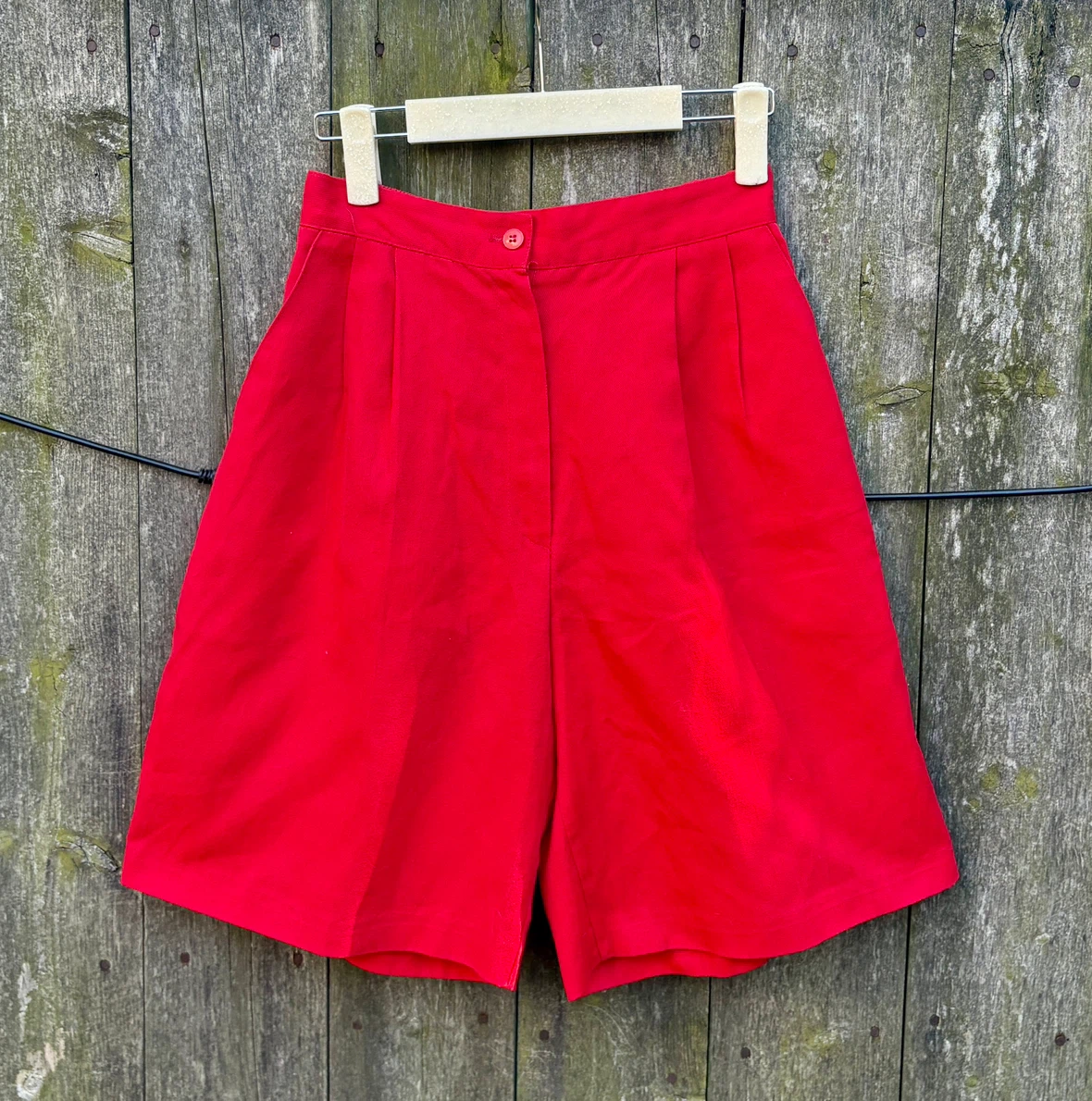 Vintage Red High Waisted Wide Leg Shorts