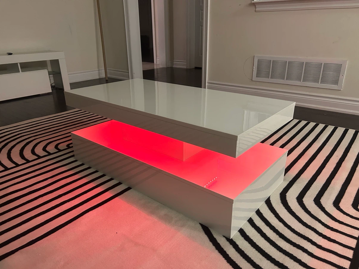 White Coffee Table with LED Lights