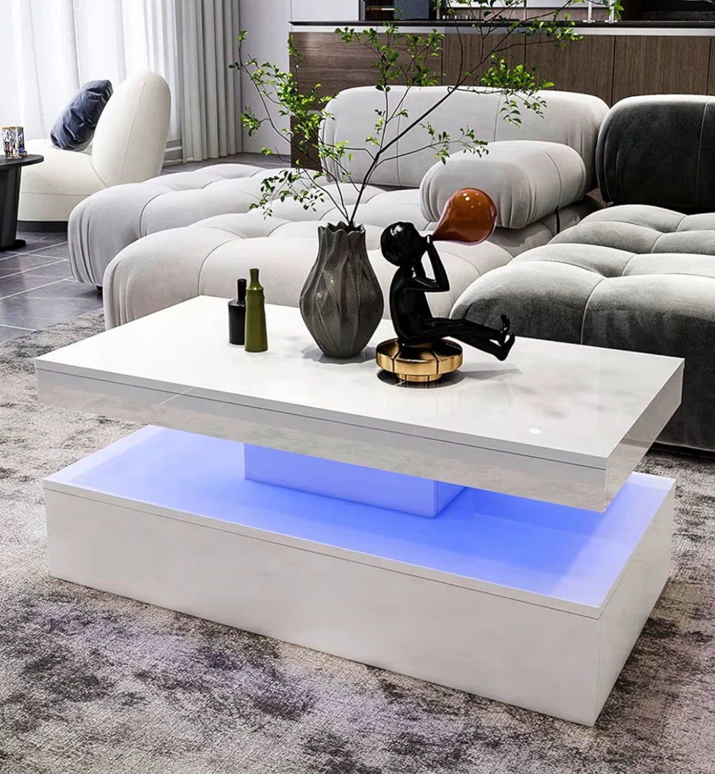 White Coffee Table with LED Lights - photo 2