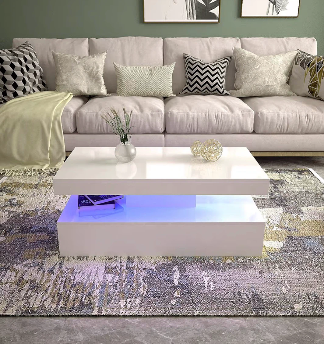 White Coffee Table with LED Lights - photo 3