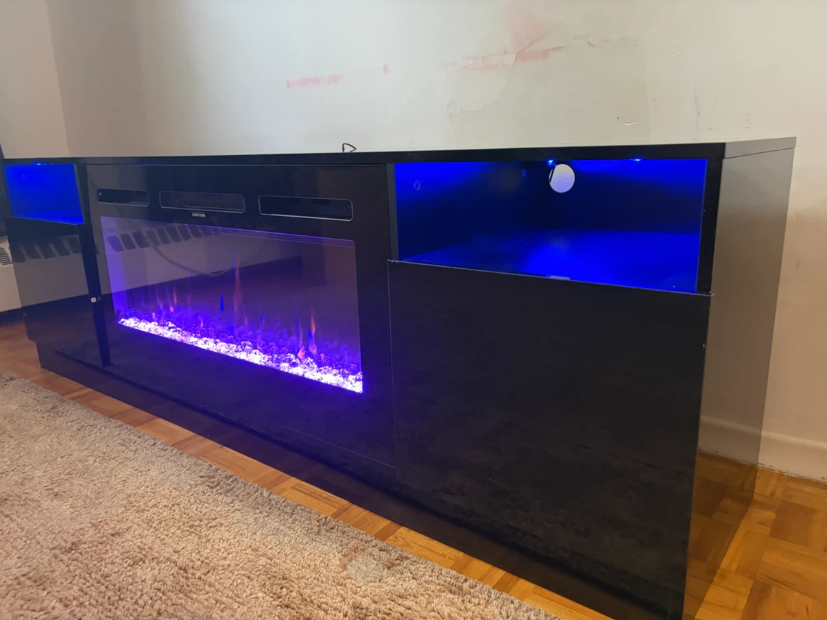 Black Electric Fireplace Entertainment Unit