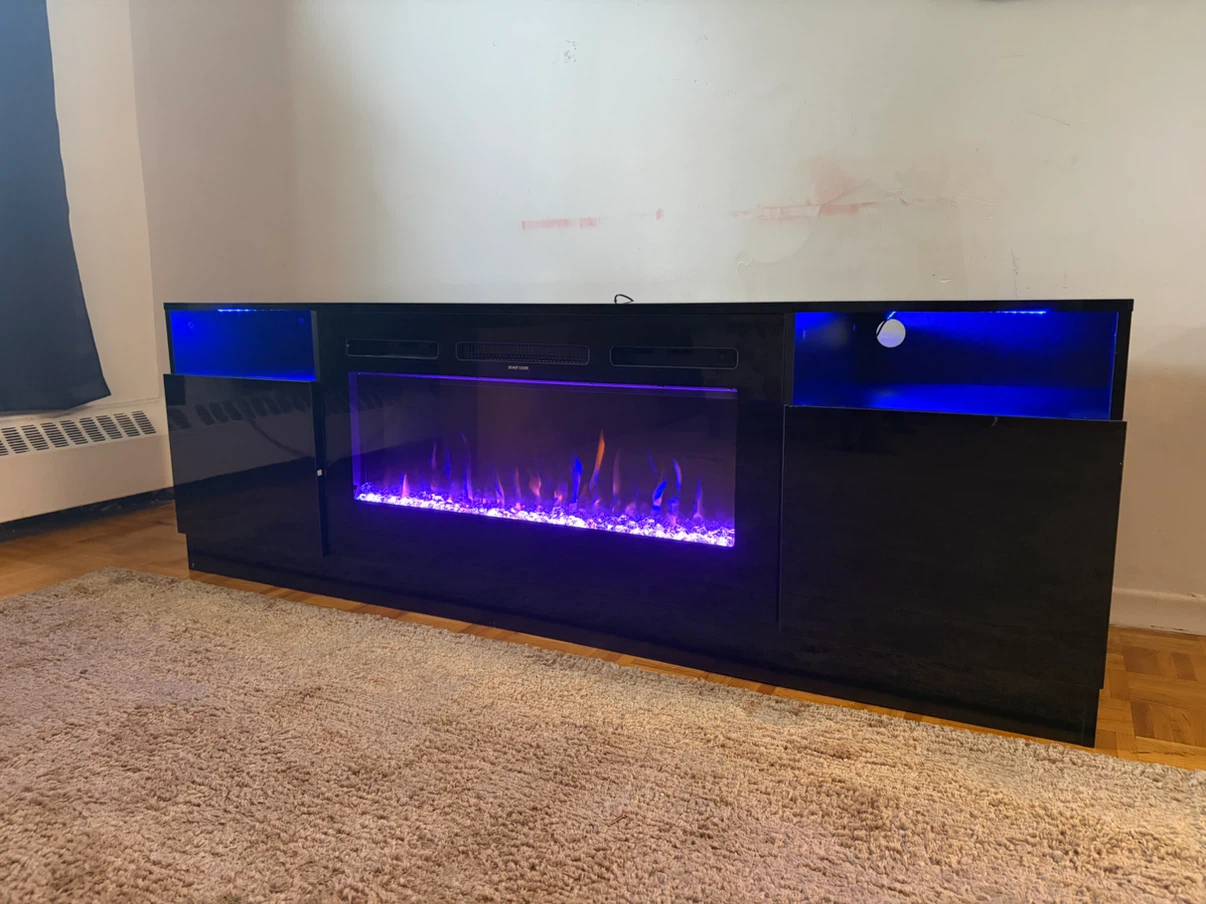 Black Electric Fireplace Entertainment Unit - photo 3