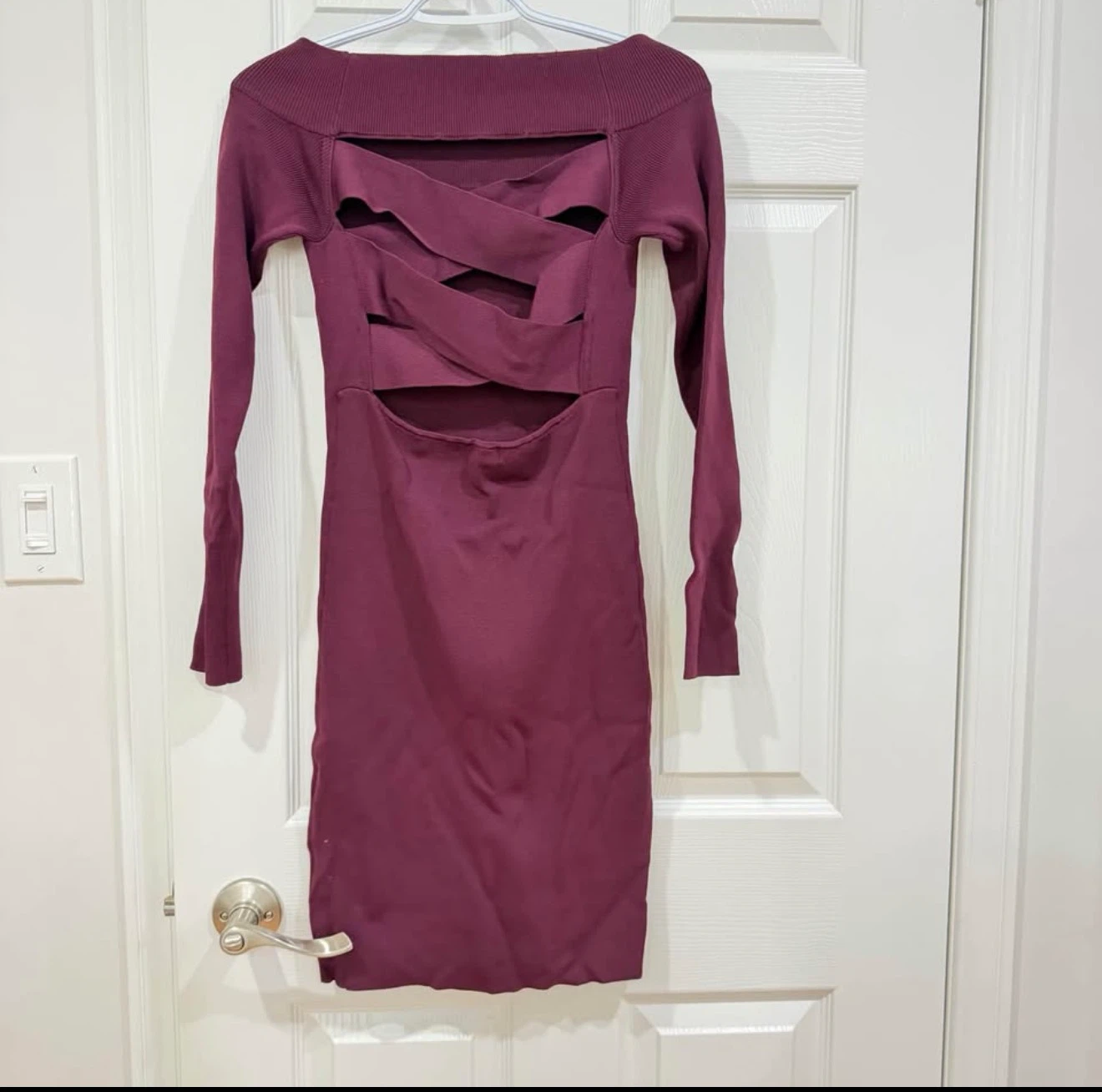 Burgundy Off-the-Shoulder Cut-Out Sweater Dress - photo 2