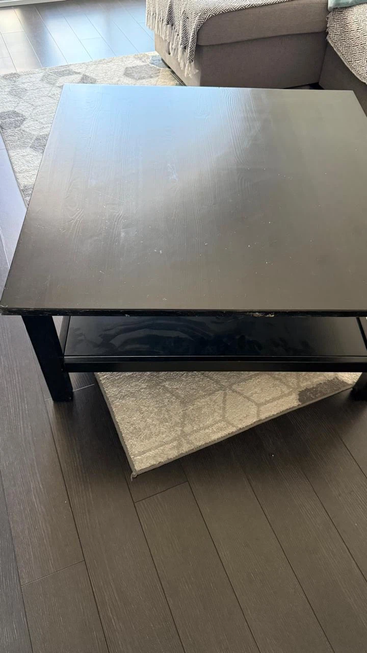 Black Square Coffee Table with Shelf