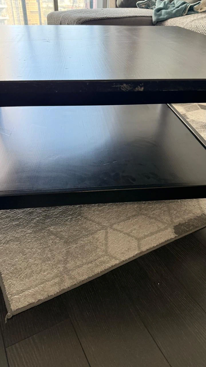 Black Square Coffee Table with Shelf - photo 2