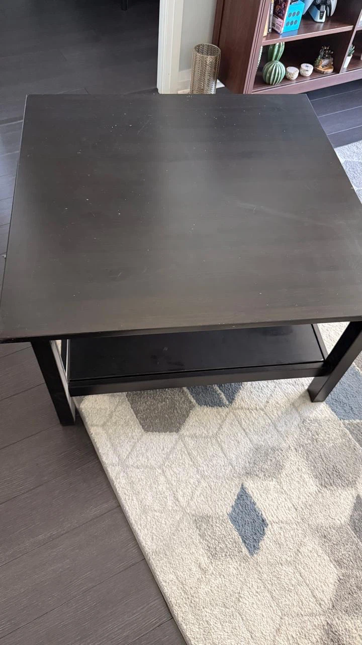 Black Square Coffee Table with Shelf - photo 3