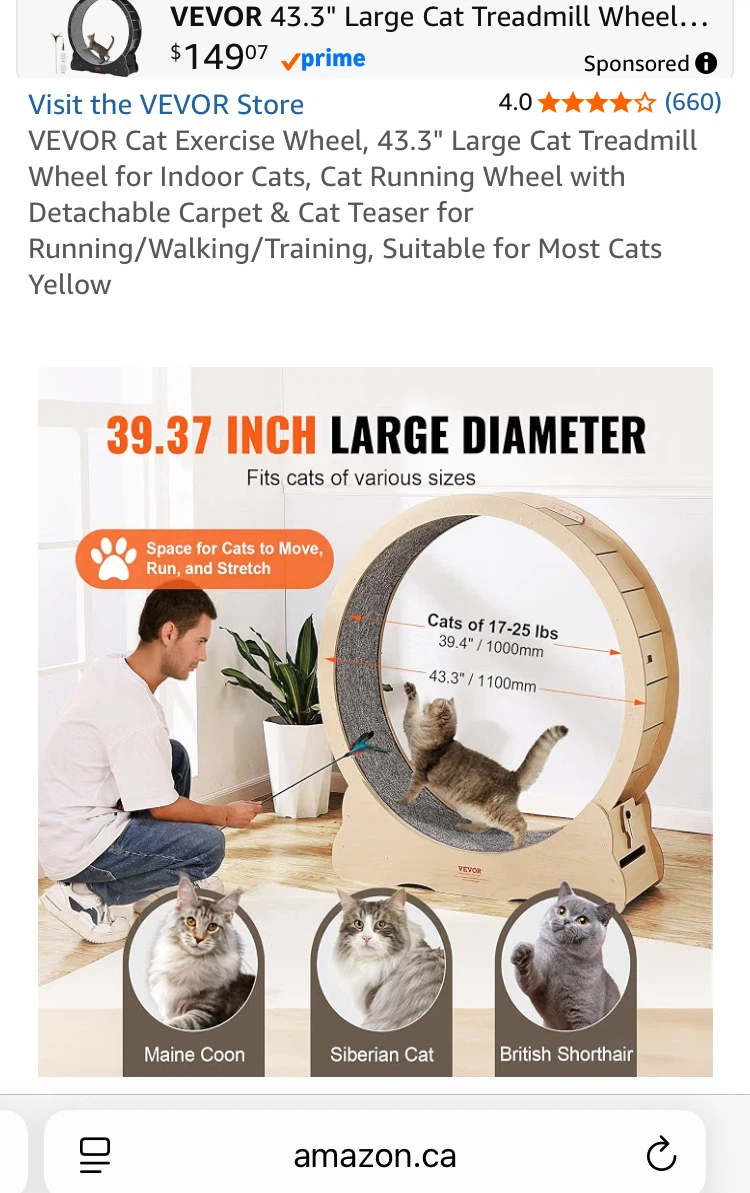 VEVOR 43.3" Large Cat Treadmill Wheel - photo 3