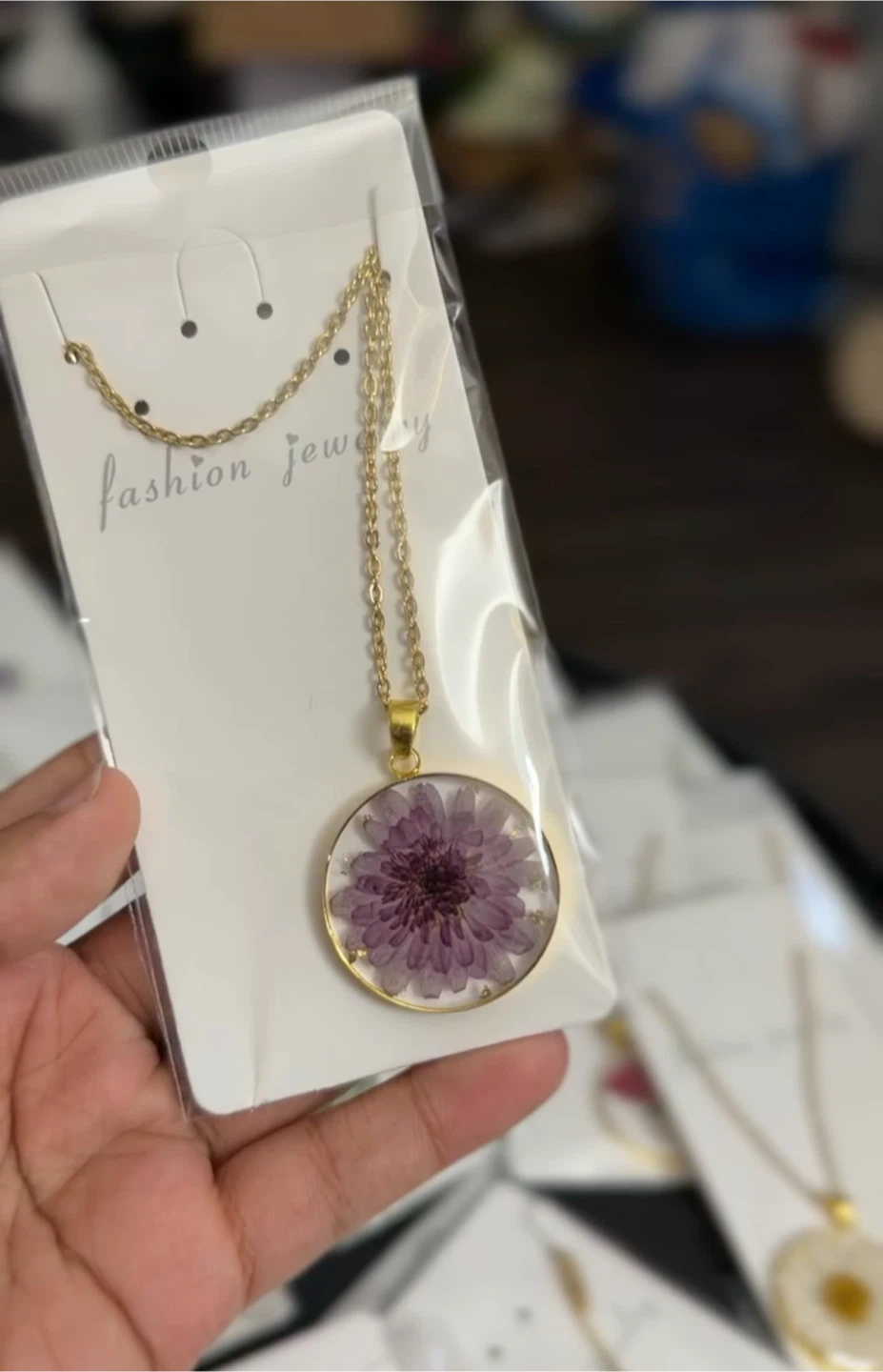 Fashion Jewelry Pendant Necklace with Dried Flower - photo 5