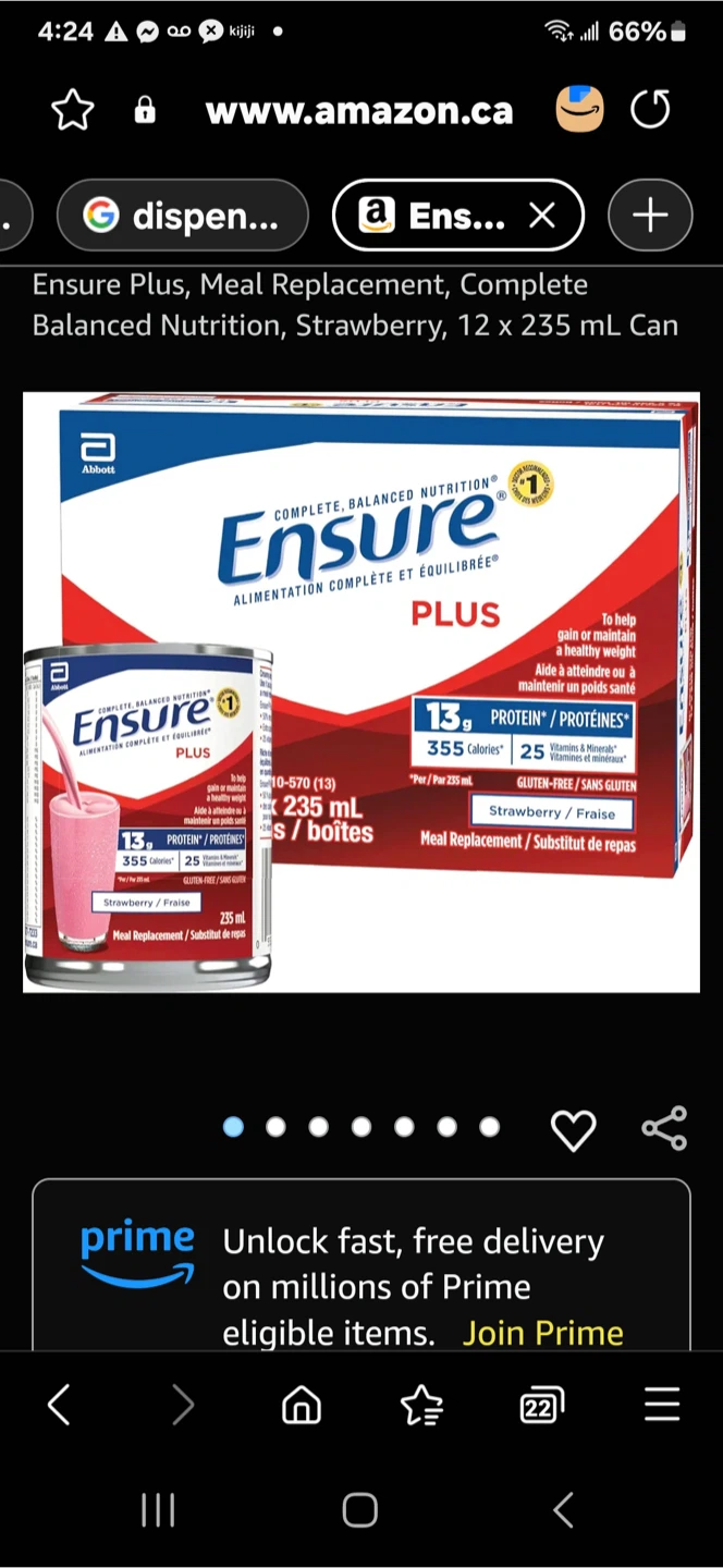Ensure Plus Strawberry Meal Replacement 12 x 235 mL Cans