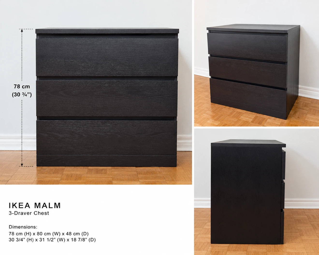 IKEA MALM 3-Drawer Chest