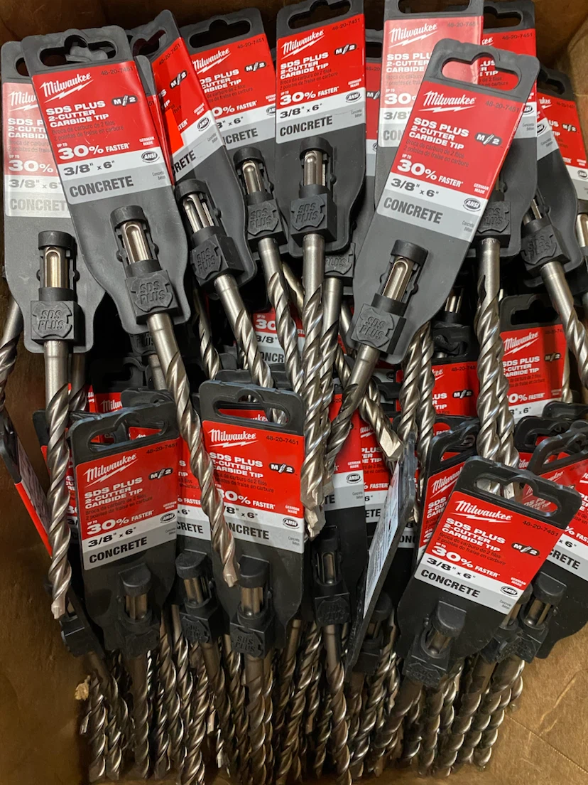Milwaukee 3/8”x 6” 2 cutter SDS carbide Bits $5 each