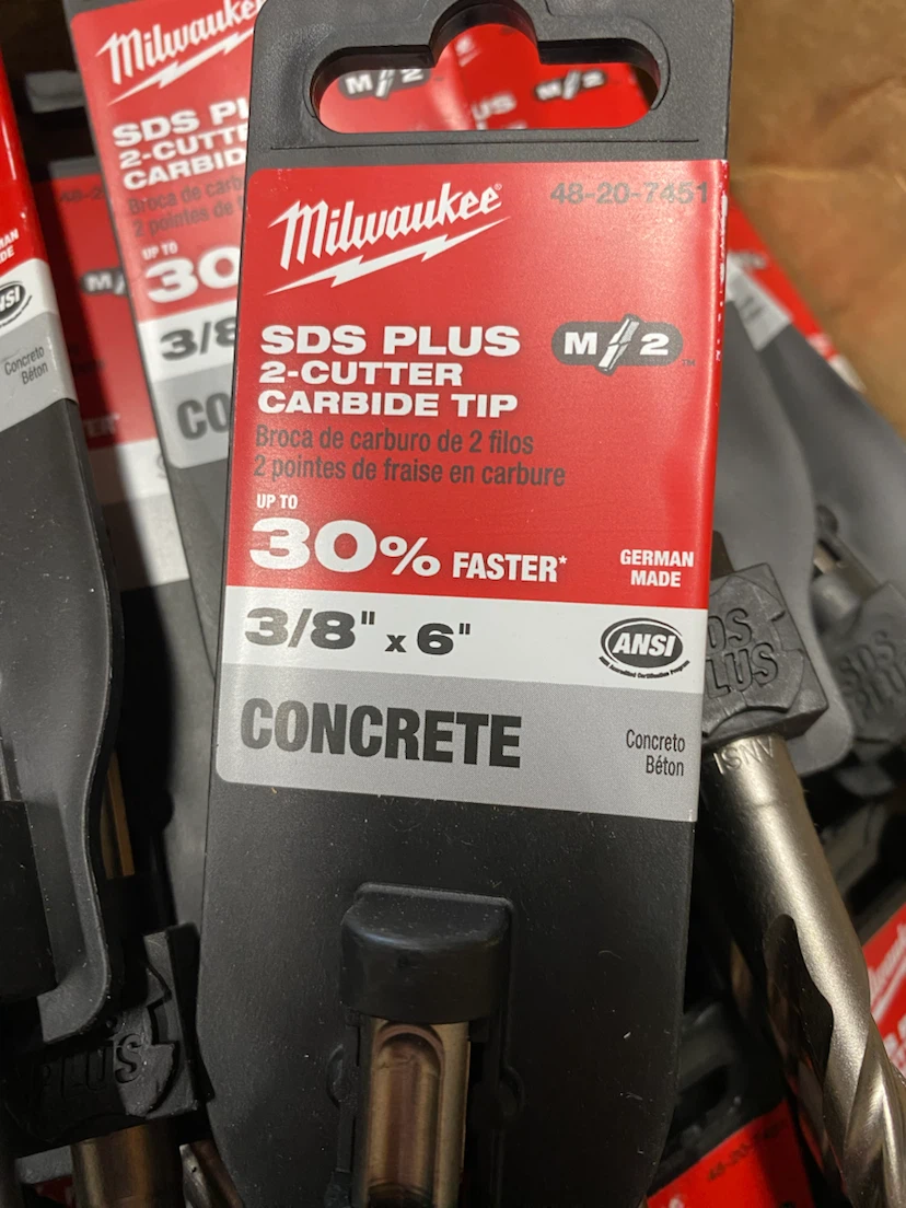Milwaukee 3/8”x 6” 2 cutter SDS carbide Bits $5 each - photo 2