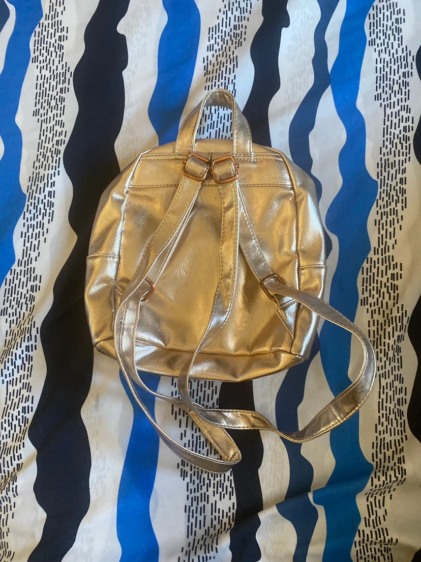 Gold Faux Leather Mini Backpack - photo 2