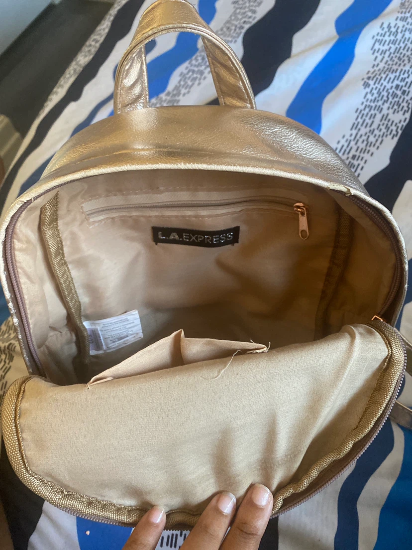 Gold Faux Leather Mini Backpack - photo 3