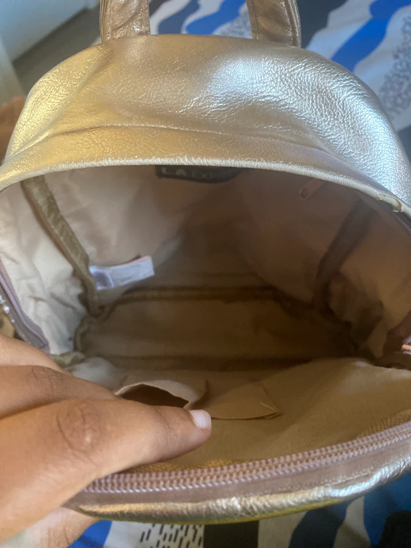 Gold Faux Leather Mini Backpack - photo 4