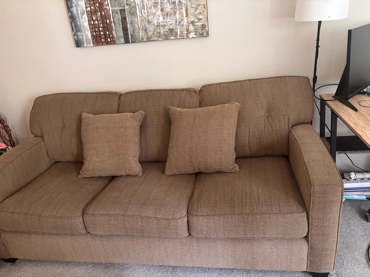 Beige 3-Seater Sofa with 2 Matching Pillows