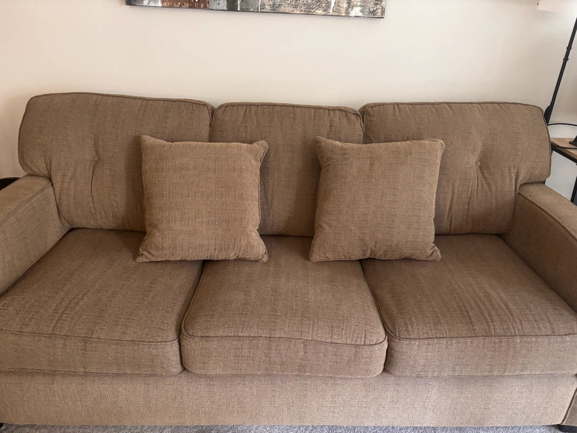 Beige 3-Seater Sofa with 2 Matching Pillows - photo 2