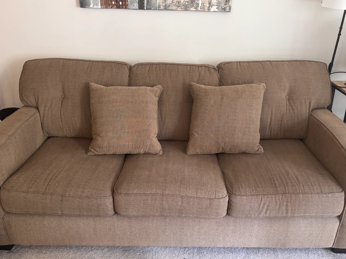 Beige 3-Seater Sofa with 2 Matching Pillows - photo 3