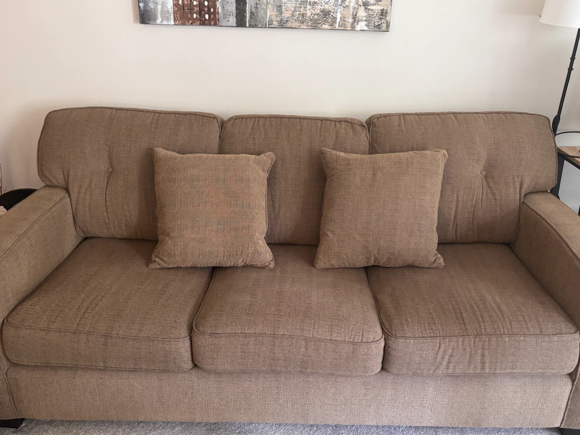 Beige 3-Seater Sofa with 2 Matching Pillows - photo 4