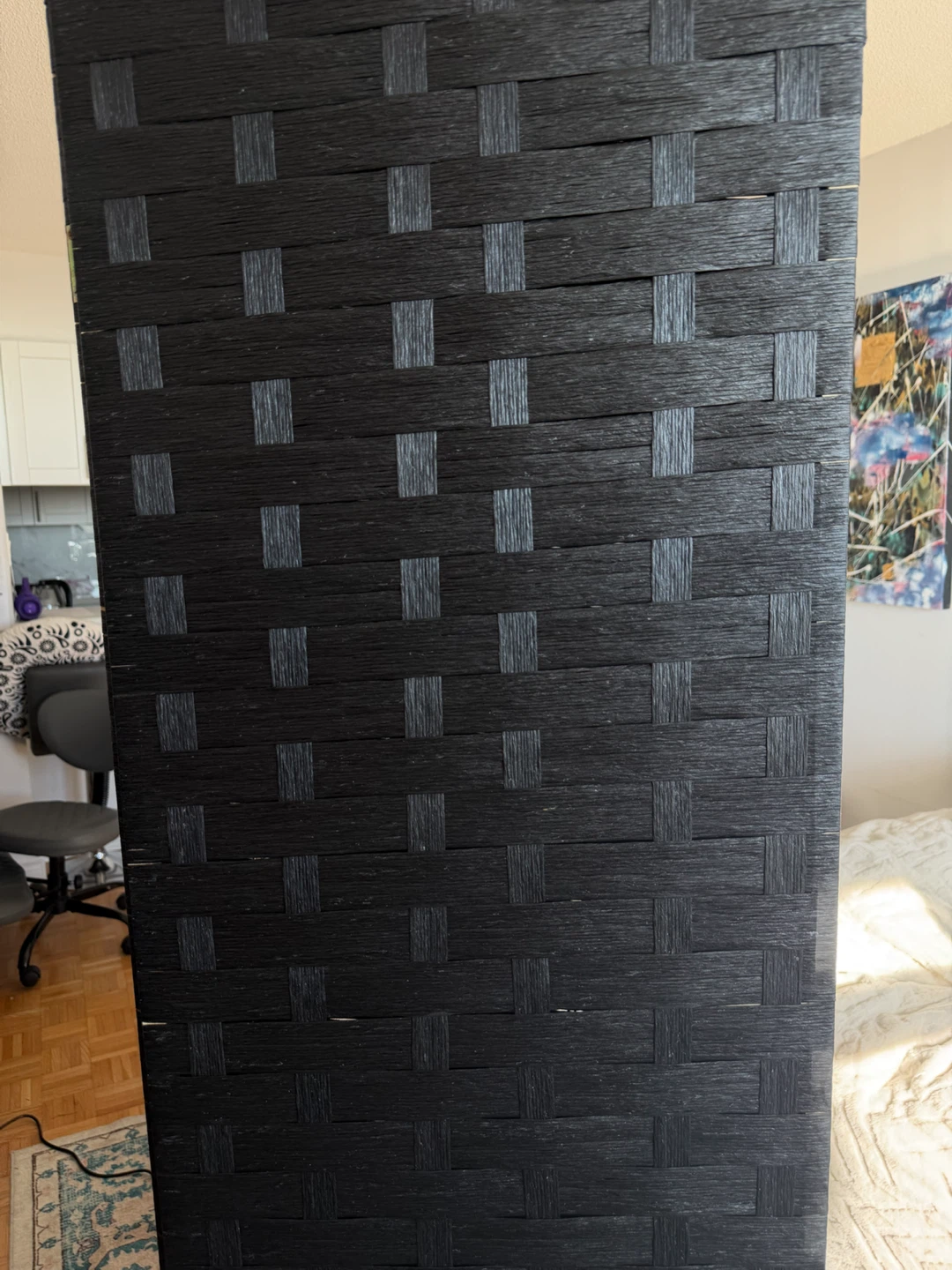 Black 4-Panel Room Divider Screen - photo 2