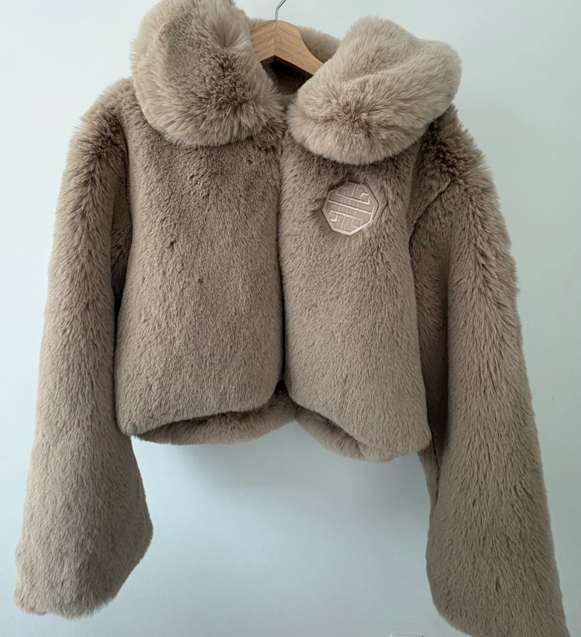 Beige short fur jacket