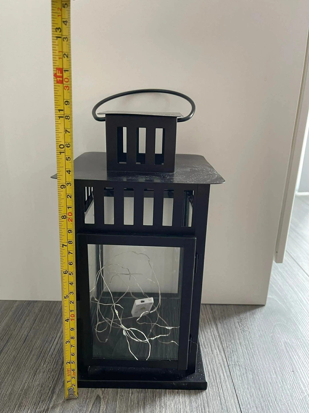 Black Metal Lantern with Fairy Lights - photo 3