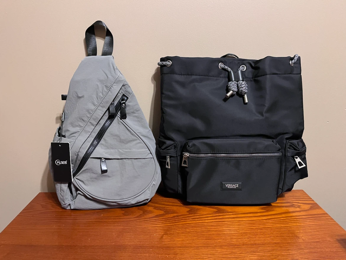 KL928 CROSSBODY & VERSACE DRAWSTRING BACKPACKS