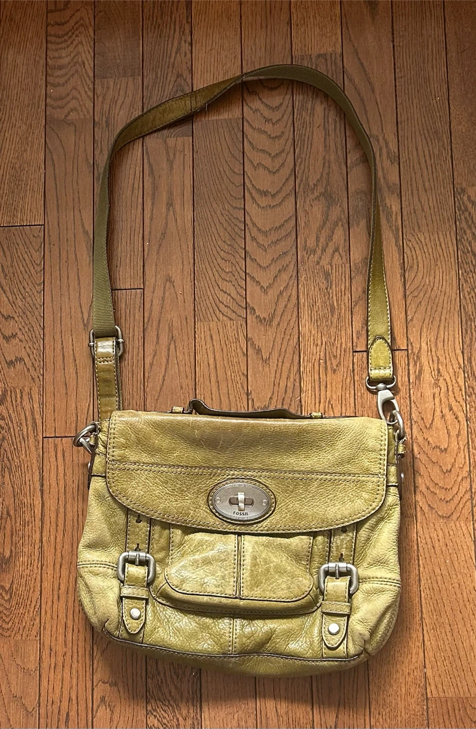 Fossil Olive Green Leather Crossbody Bag