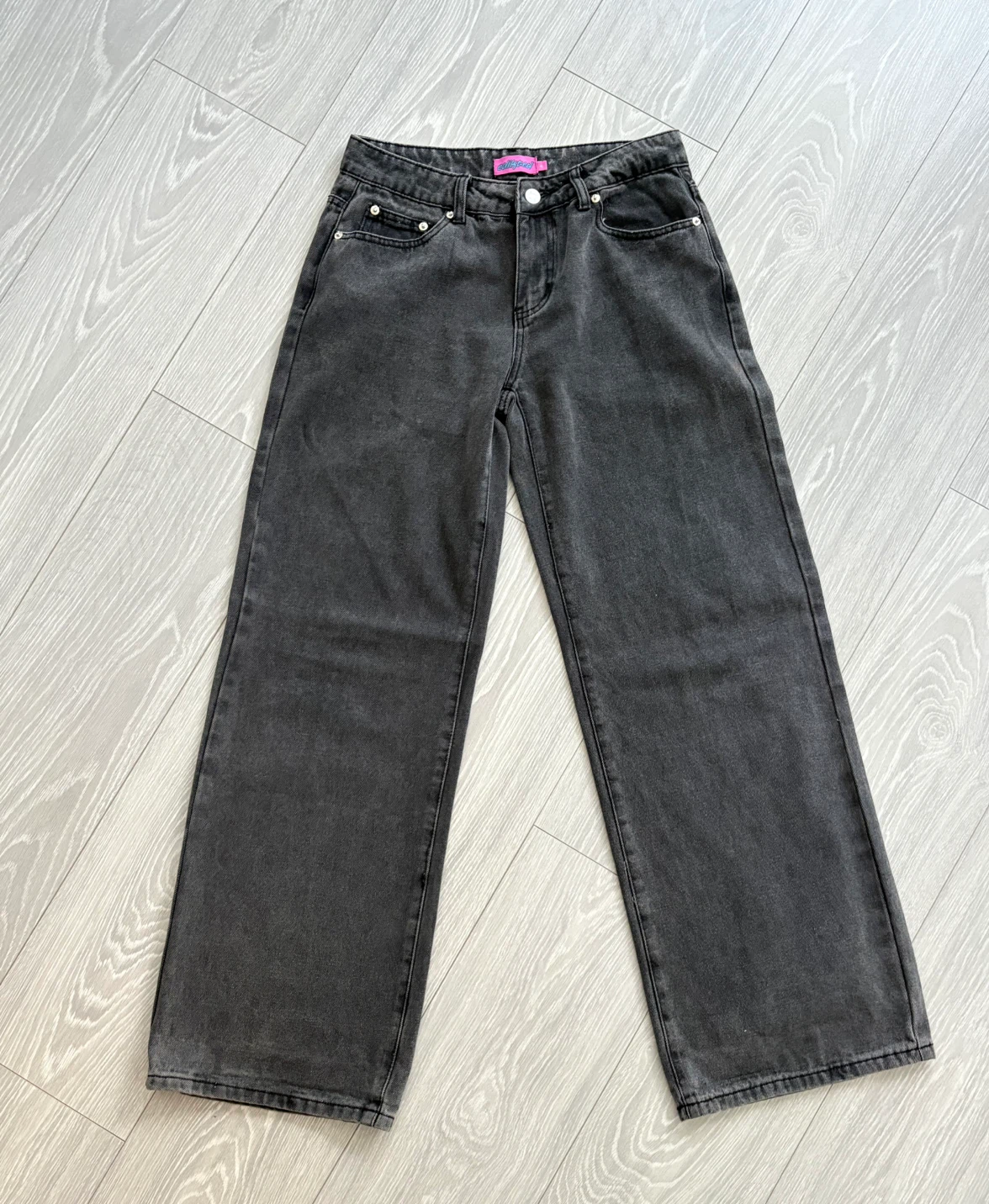 EDIKTED Wide-Leg Black Denim Pants