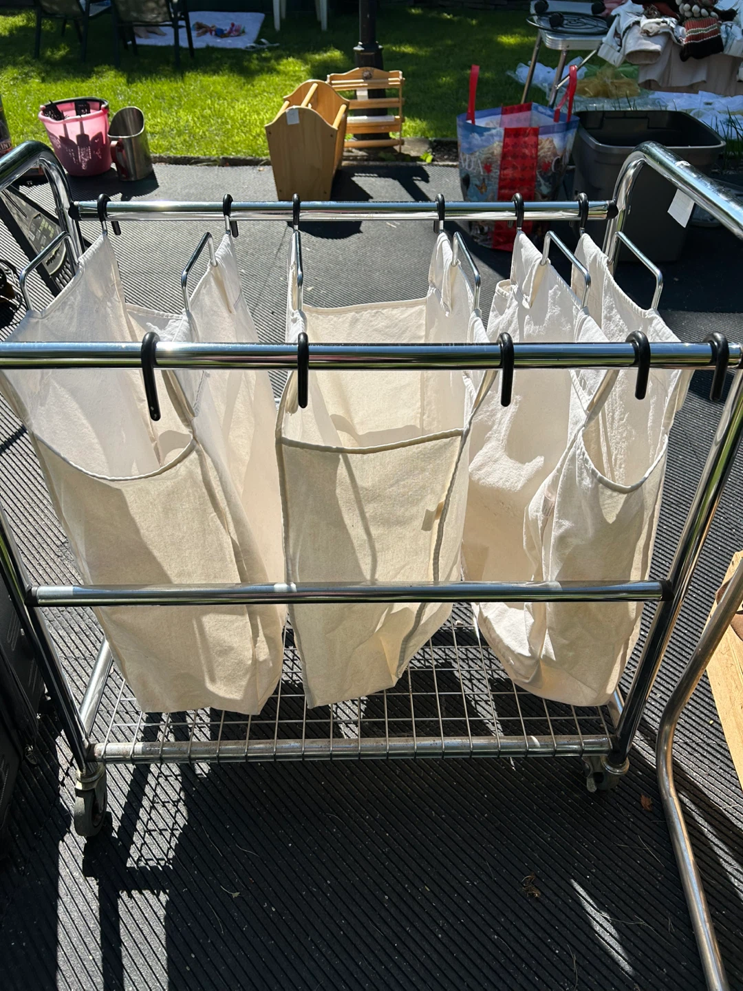 Rolling 3-Bag Laundry Sorter Cart