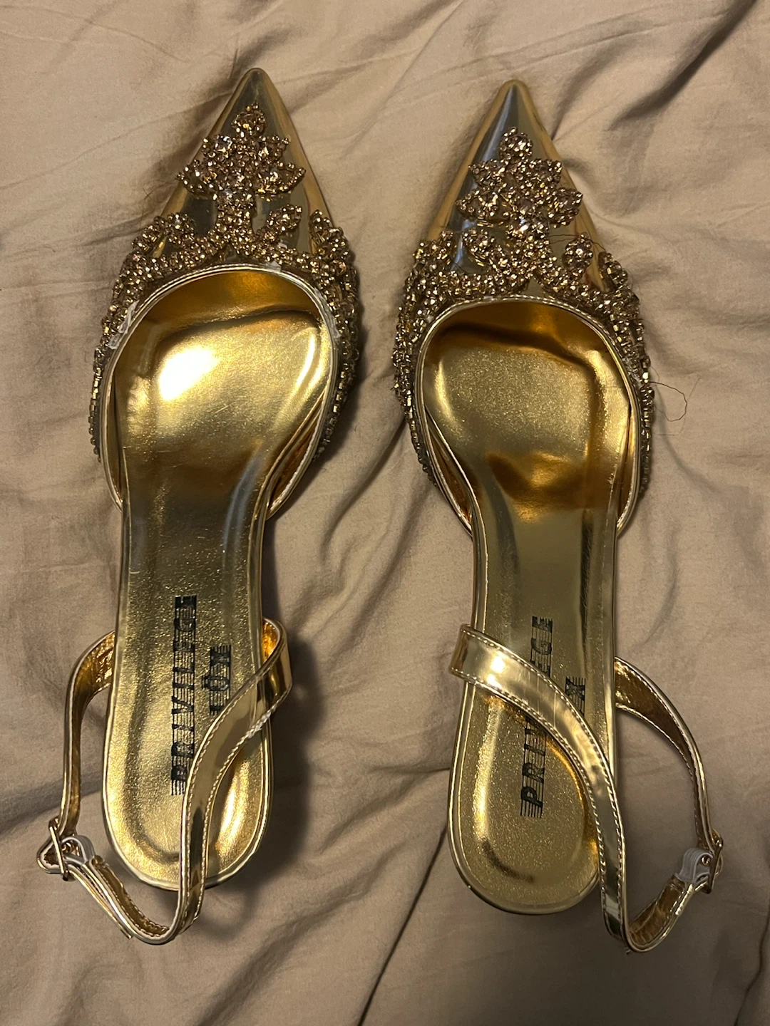 Gold Embellished Stiletto Heels