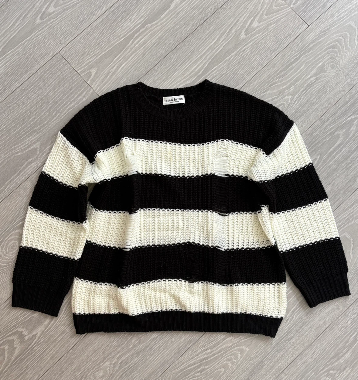 Oversized Striped Ripped Vintage Knit Top