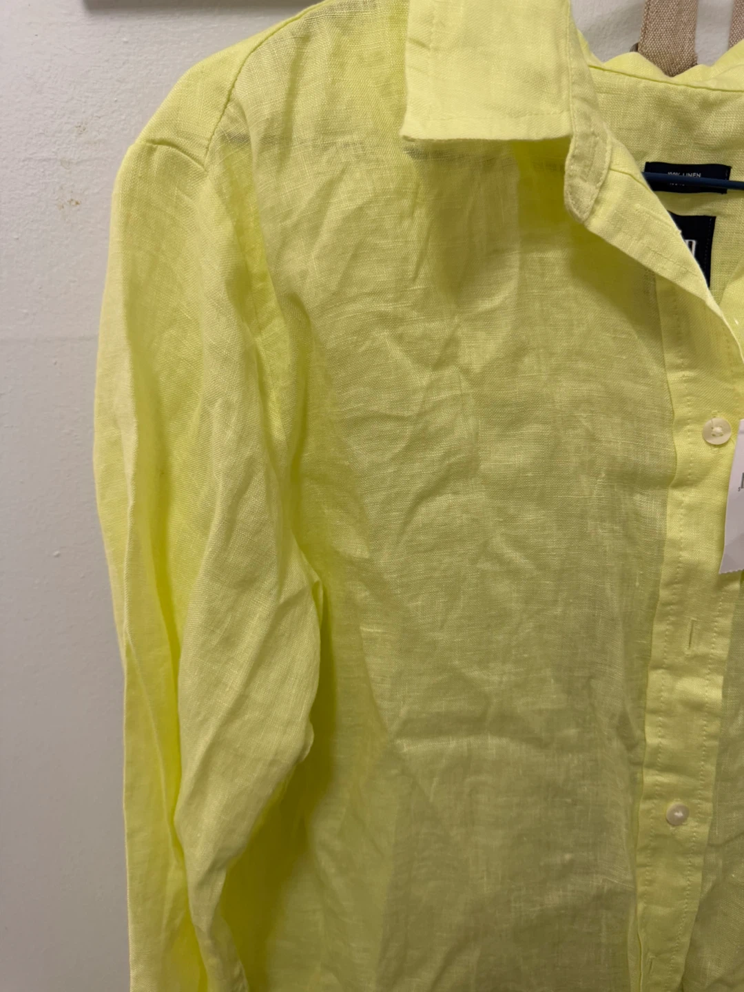 Gap 100% Linen Blend Shirt - Neon Yellow - photo 3