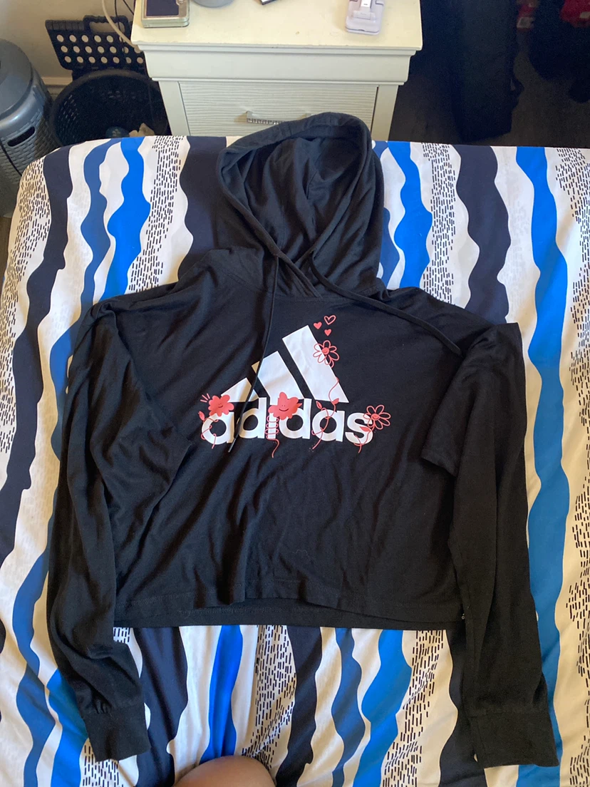 Adidas Black Cropped Hoodie
