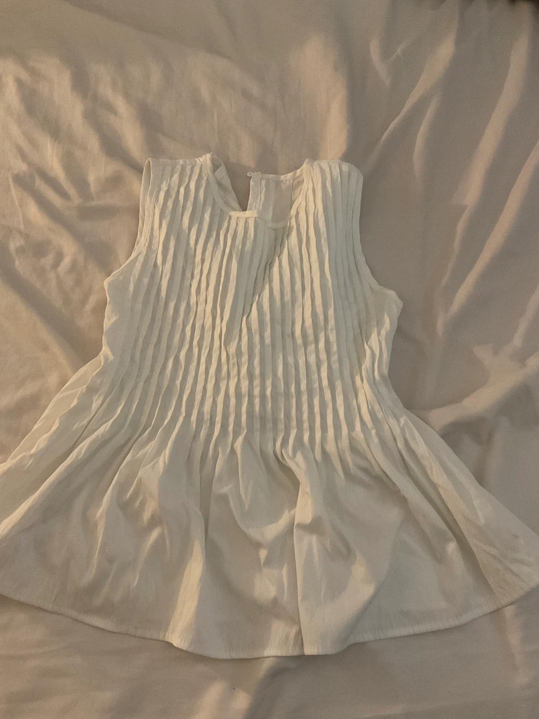 White Sleeveless Pleated Top