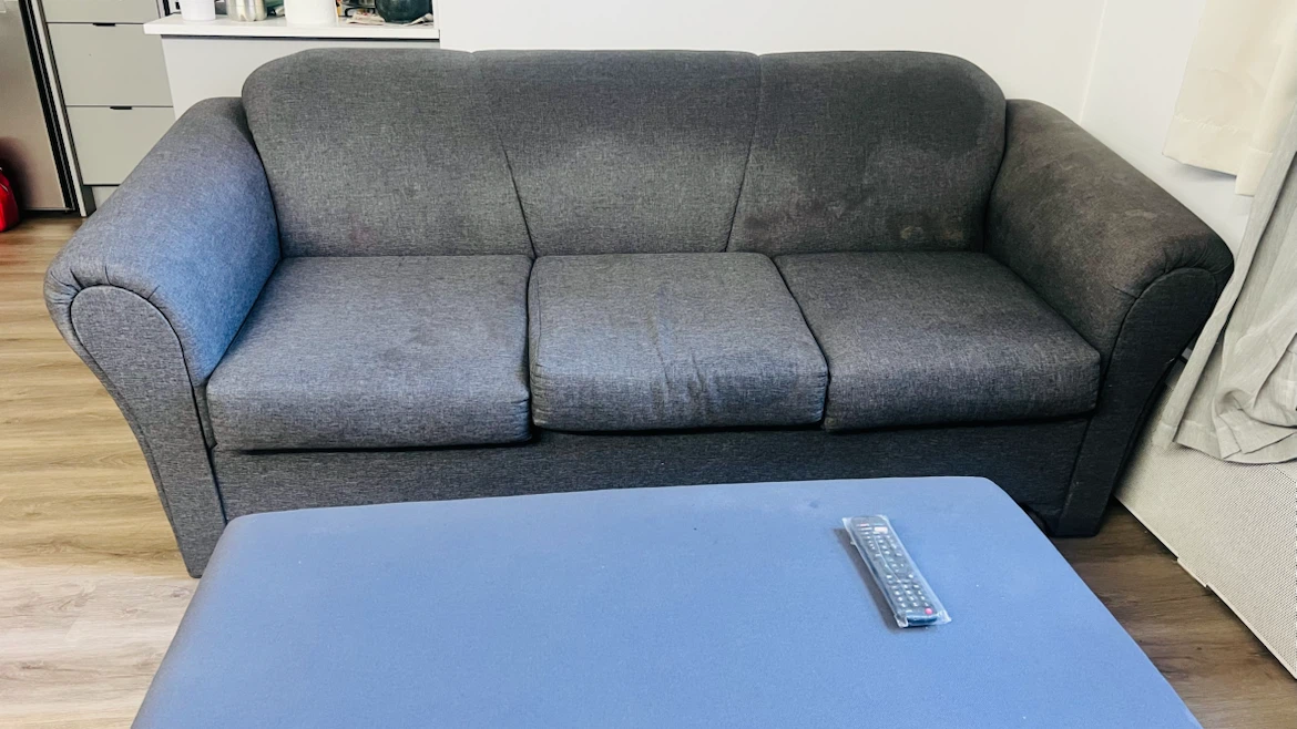 Dark Grey 3-Seater Sofa and Ottoman Set
