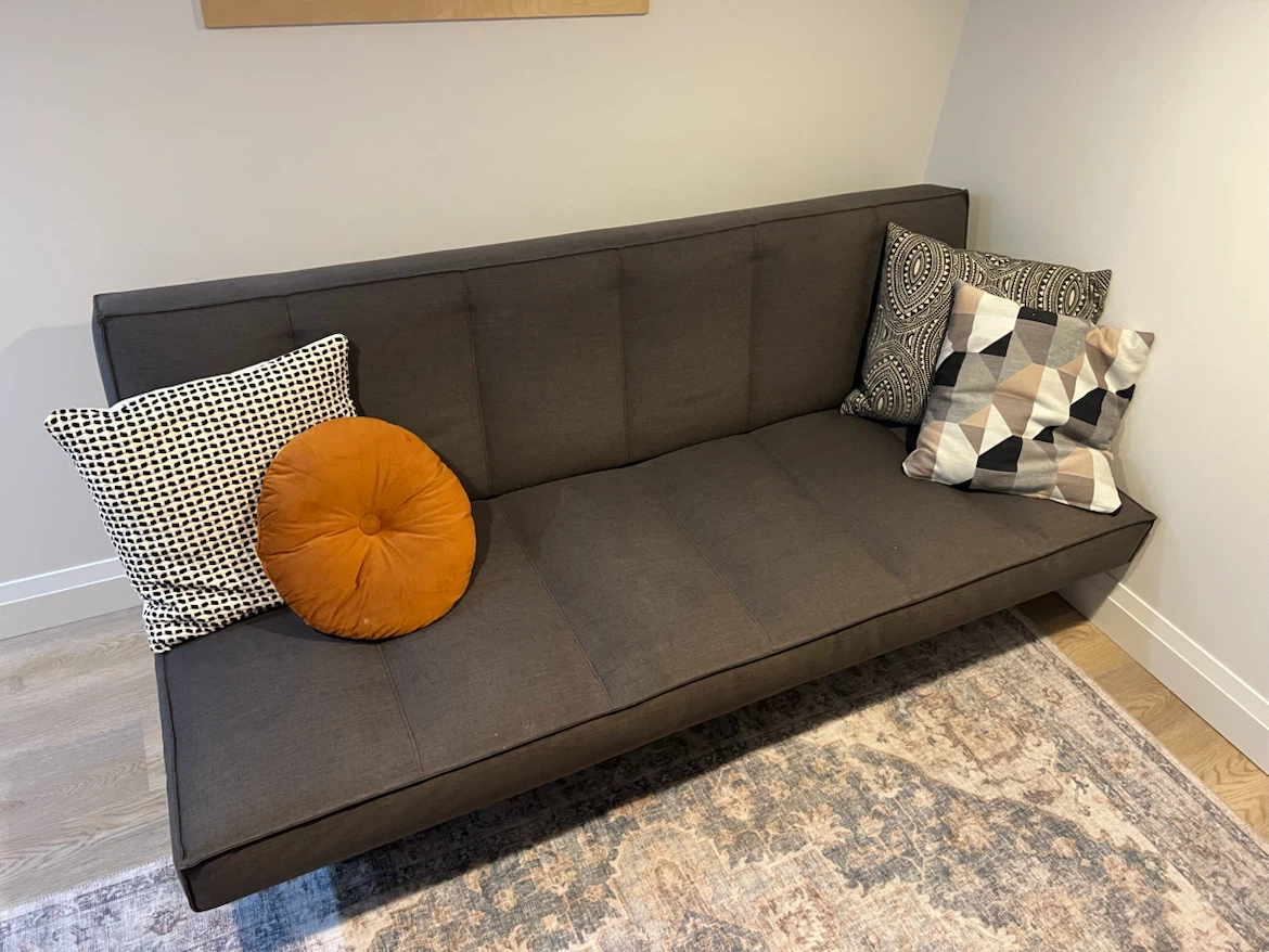 Modern CB2 Flex futon couch. Double size sleeper.