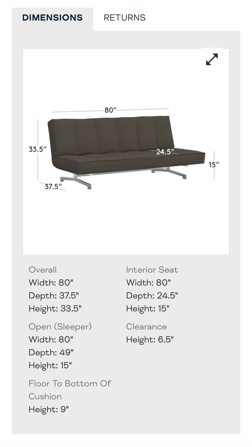 Modern CB2 Flex futon couch. Double size sleeper. - photo 5