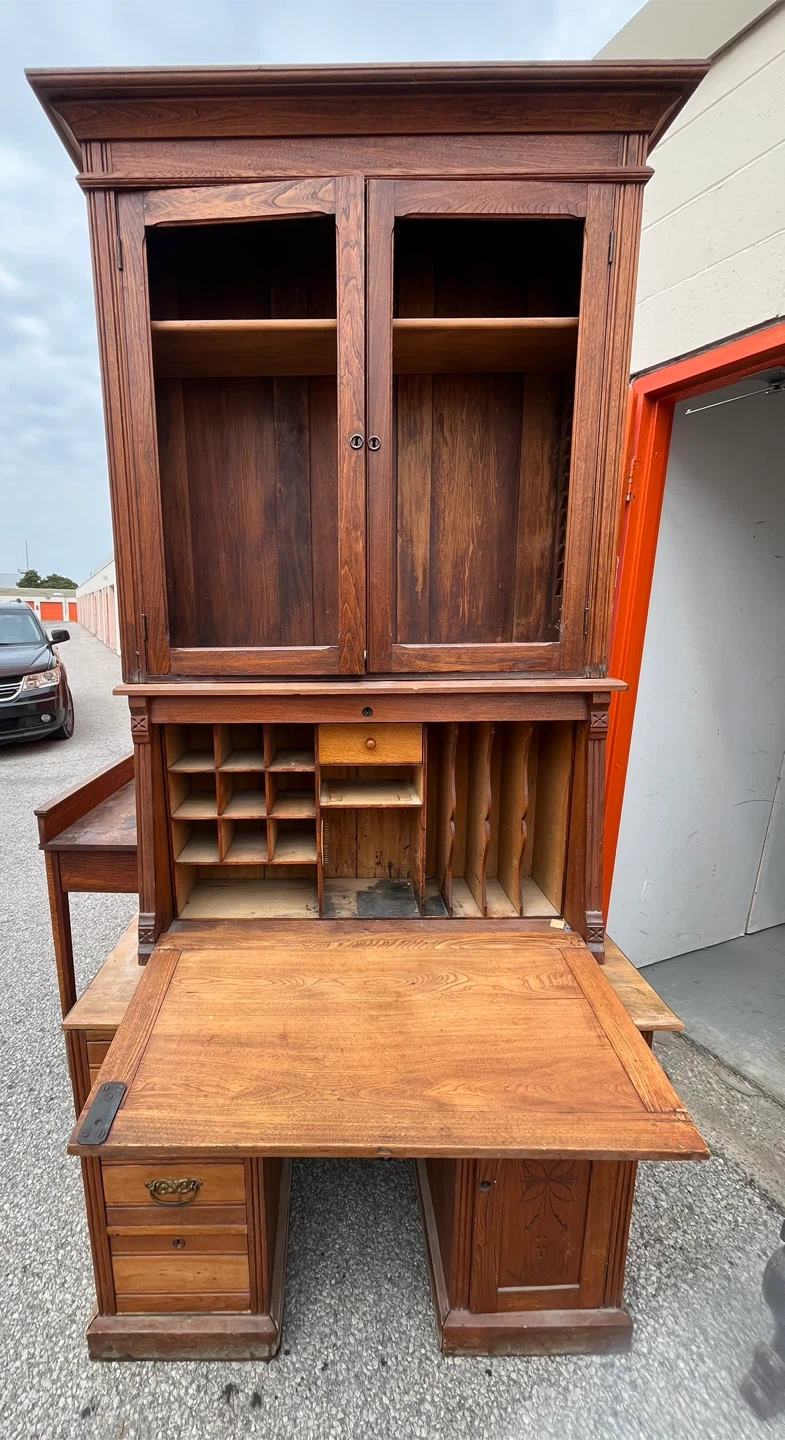 Antique Oak Secretary Desk with Hutch - photo 2