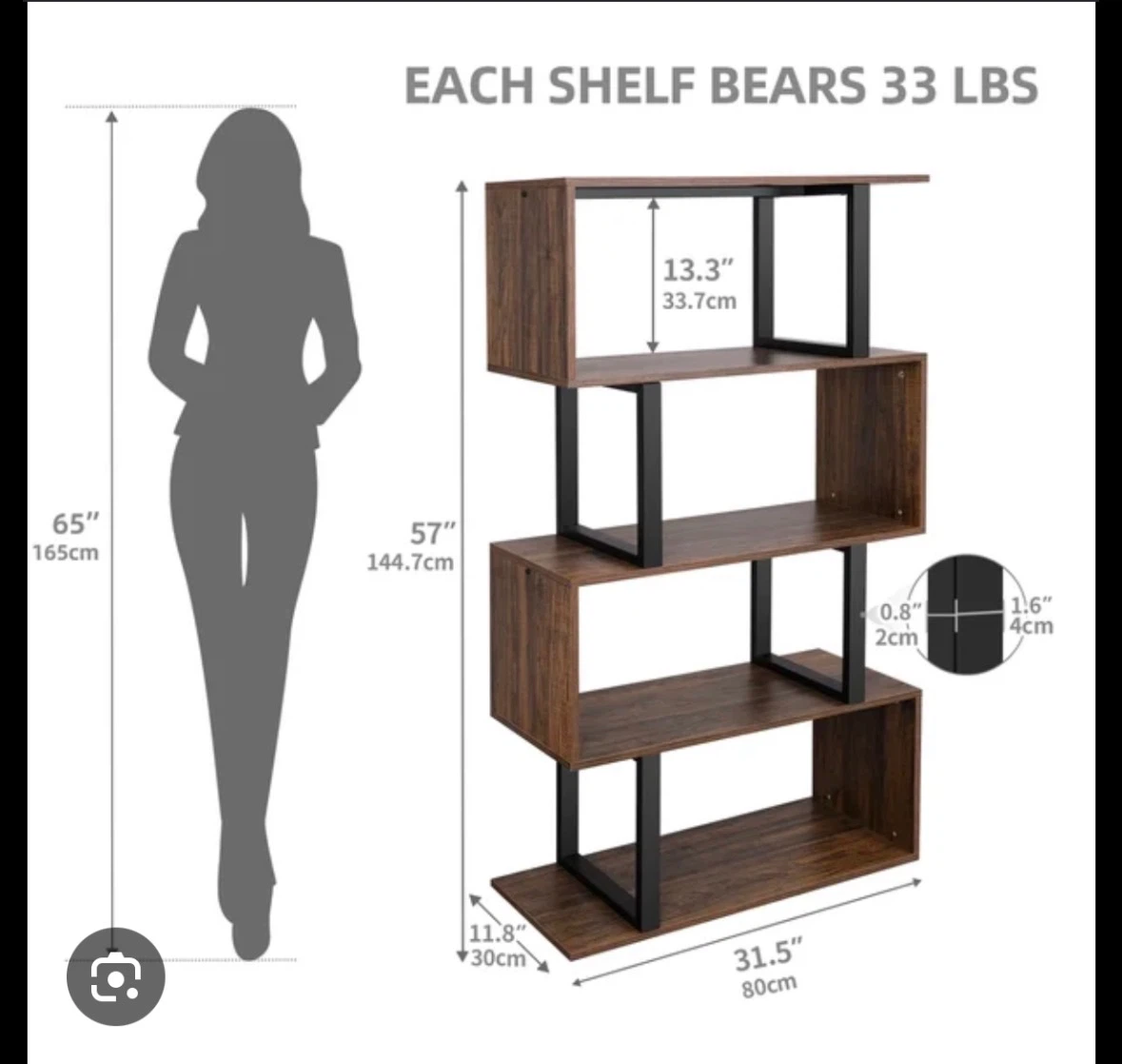 Modern Wood and Black Metal Bookshelf - photo 4