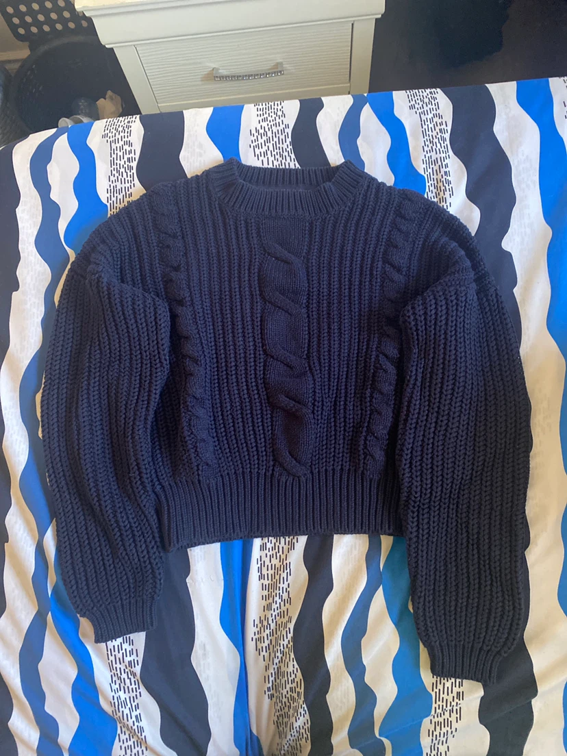 Navy Blue Cable Knit Sweater